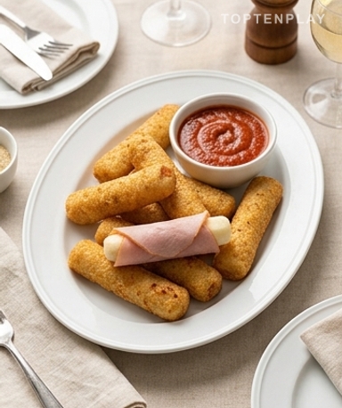 Bâtonnets de Mozzarella au Jambon de Dinde Croustillants, Cuits au Four