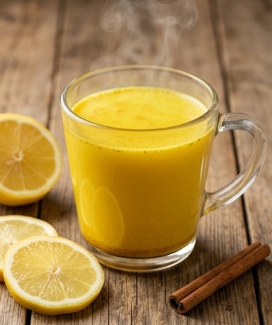 Boisson Dorée au Curcuma, Gingembre et Citron
