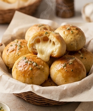 Bombes au fromage fondant et beurre à l'ail