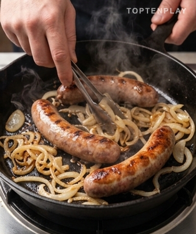 Faites dorer les saucisses avant tout le reste