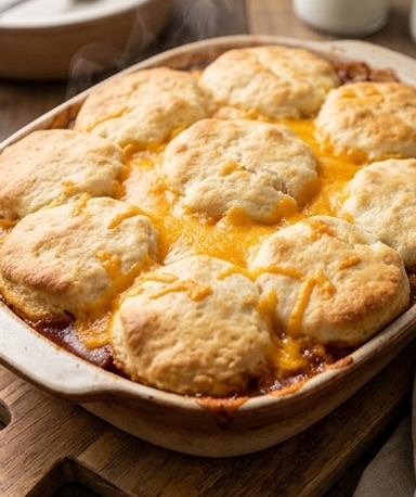 Casserole Sloppy Joe au biscuit maison et cheddar