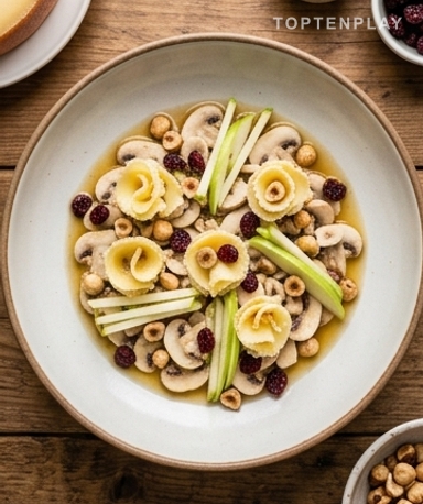 Ceviche de champignons, pomme verte et Tête de Moine : la fraîcheur qui surprend