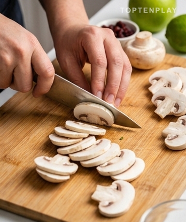 Coupez les champignons aussi fin que vous pouvez