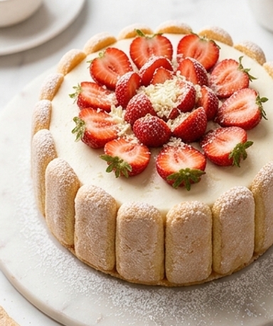 Charlotte aux fraises et chocolat blanc