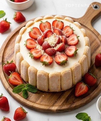 Erdbeer-Charlotte mit weißer Schokolade