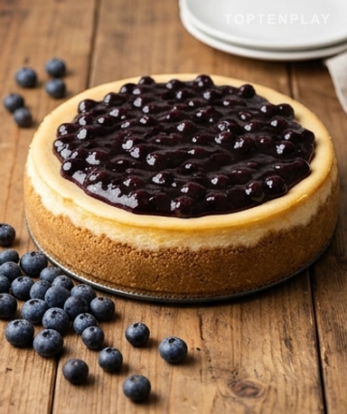 Cheesecake aux myrtilles fraîches avec croûte maison