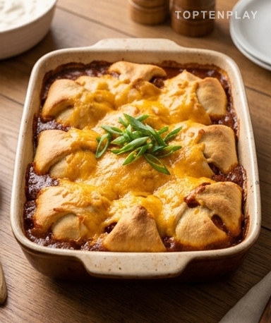 Chili Cheese Dog Bake : Saucisses, Cheddar Fondu et Chili en Croûte Dorée
