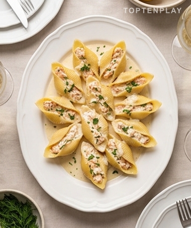 Gefüllte Conchiglioni mit Lachs und Mascarpone