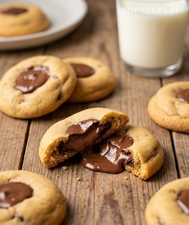 Gefüllte Cookies mit flüssigem Schokoladenkern
