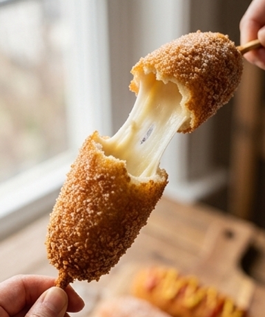 Corn Dogs Coréens au Riz et Mozzarella Filante