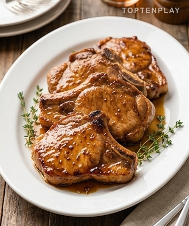 Côtelettes de Dinde Glacées à la Cassonade et Moutarde de Dijon