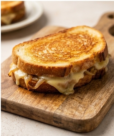 Croque au fromage façon Harrison Ford : caramel d'oignons et fromage fondant