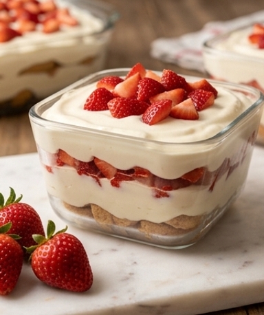 Dessert Crémeux en Couches aux Fraises