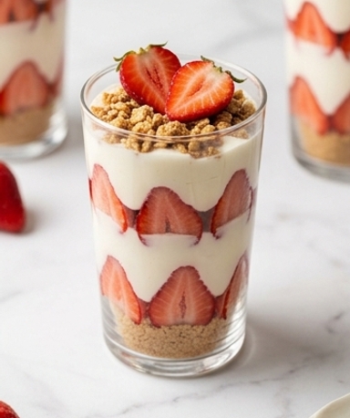 Dessert yaourt fraise façon parfait