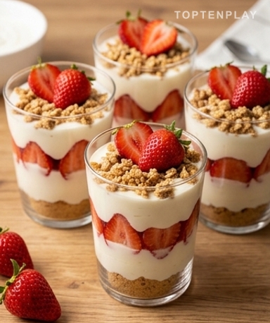 Dessert yaourt fraise façon parfait : léger, crémeux et sans cuisson