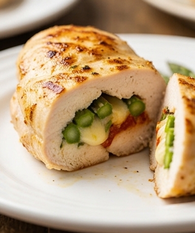 Filet de Poulet Farci aux Asperges et Mozzarella Fondante