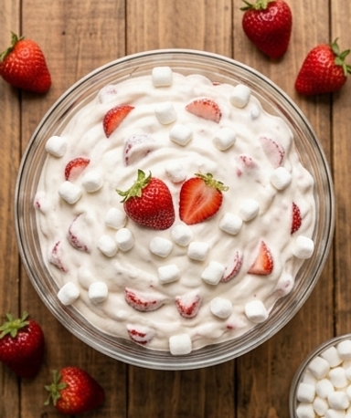 Fluff aux fraises et marshmallows