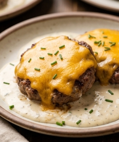 Galettes de bœuf crémeuses ranch et cheddar à la mijoteuse