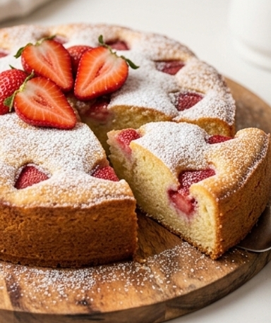 Gâteau fondant au mascarpone et aux fraises