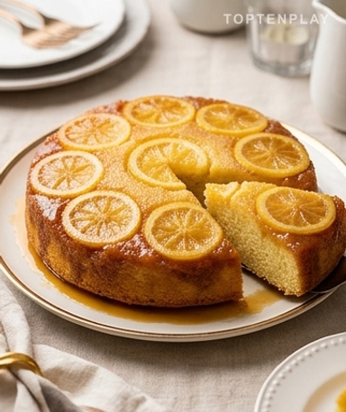 Zitronen-Karamell-Umkehrkuchen