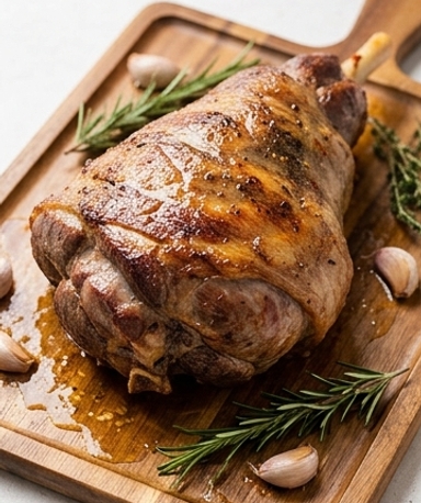 Gigot d'agneau rôti à l'ail et aux herbes