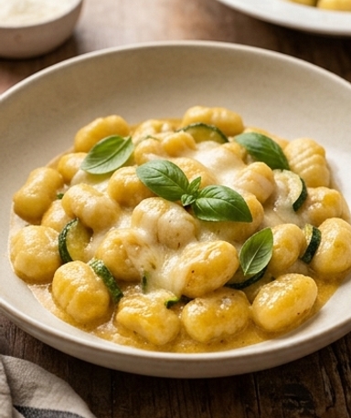 Gnocchi Nerano aux courgettes et fromage fondu
