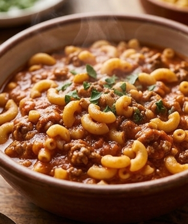 Goulash Maison au Bœuf Haché et Macaroni