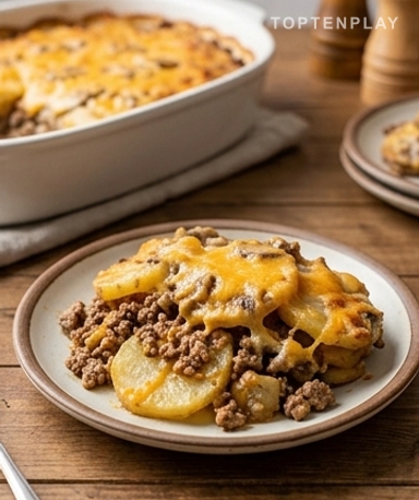 Herzhafter Hackfleisch-Kartoffel-Auflauf mit Cheddar