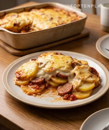 Gratin de pommes de terre au chorizo, tomate et béchamel : le plat réconfortant qui fait l'unanimité