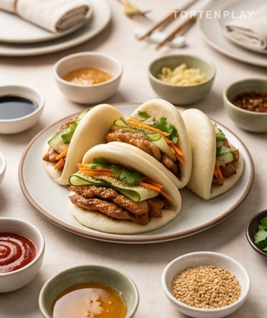 Gua Bao au Poulet Mariné et Légumes Croquants