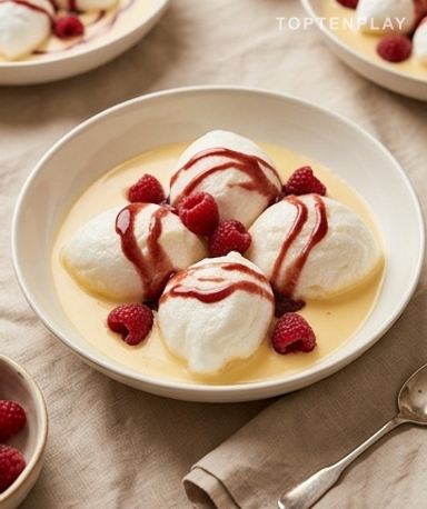 Île flottante au caramel de framboise : la version qui change tout