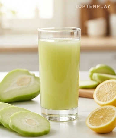 Chayote-Saft mit Zitrone und Ingwer