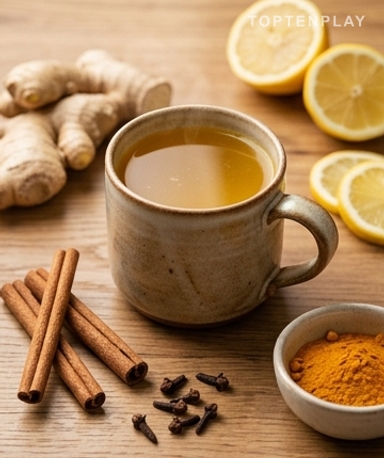 Goldenes Elixier mit Kurkuma, Ingwer und Zitrone