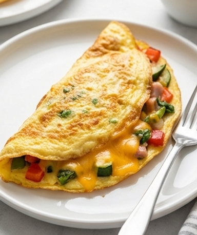Omelette Garnie au Jambon de Dinde et Légumes