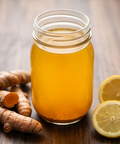 Boisson Dorée au Curcuma, Citron et Ail