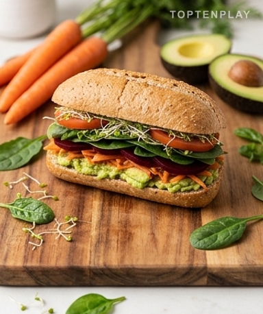 Le Sandwich Salade qui change tout : légumes croquants, vinaigrette maison et avocat crémeux