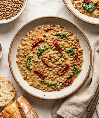 Lentilles Crémeuses « Marry Me » aux Tomates Séchées et Parmesan
