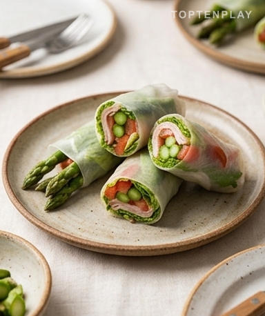 Frühlings-Makis mit Spargel, Olivensauce und Piment d'Espelette