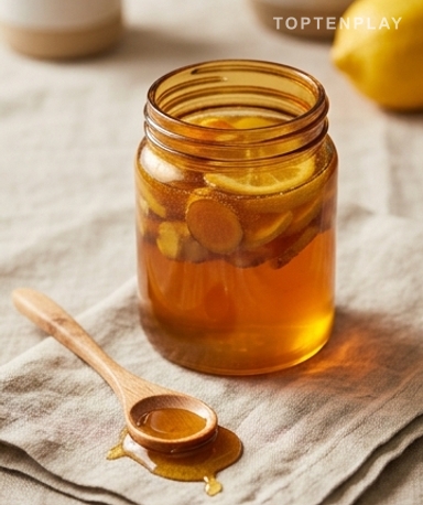 Infusionierter Honig mit Kurkuma, Ingwer & Zitrone