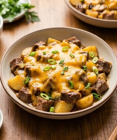 Mijoté de Bœuf aux Pommes de Terre et Cheddar Fondu à la Mijoteuse