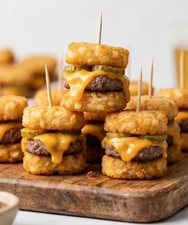 Mini Cheeseburgers sur Tater Tots