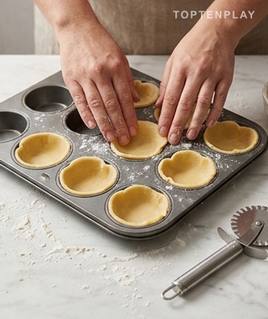Nehmen Sie den Teig 10 Minuten vorher aus dem Kühlschrank, nicht eher