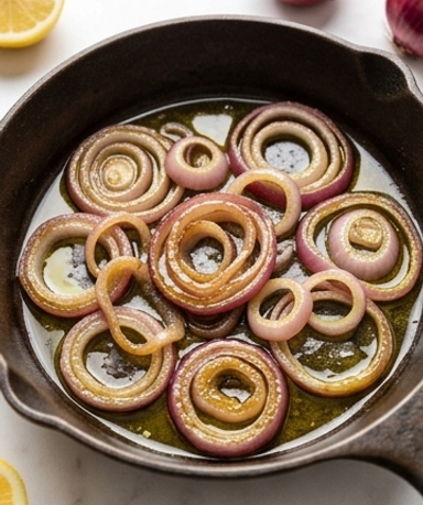 Oignons rouges poêlés