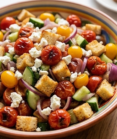 Panzanella à la tomate rôtie