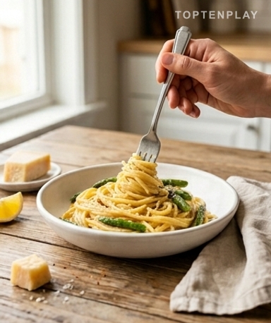 Pâtes aux Asperges Façon Carbonara Légère : La Sauce Crémeuse Sans Crème
