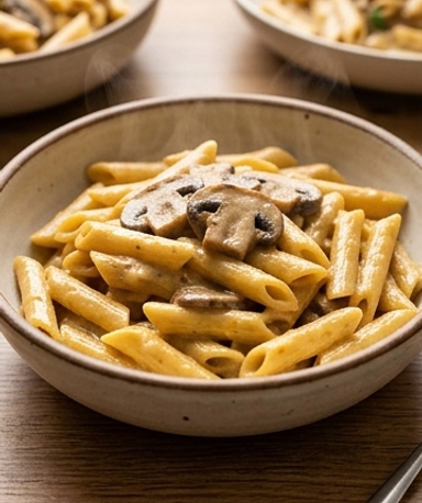 Pâtes crémeuses aux champignons à la mijoteuse