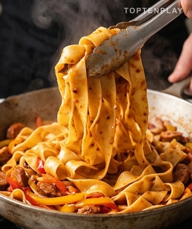 Les pâtes finissent dans la sauce