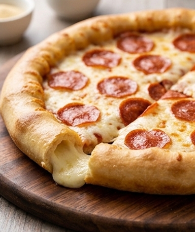 Pizza à Croûte Farcie Mozzarella et Pepperoni Maison