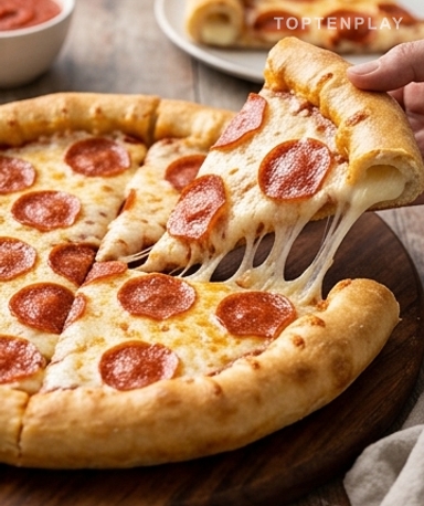 Pizza à Croûte Farcie Mozzarella et Pepperoni Maison