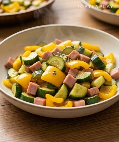 Poêlée de concombre au jambon de dinde et thym frais : le plat express qui surprend